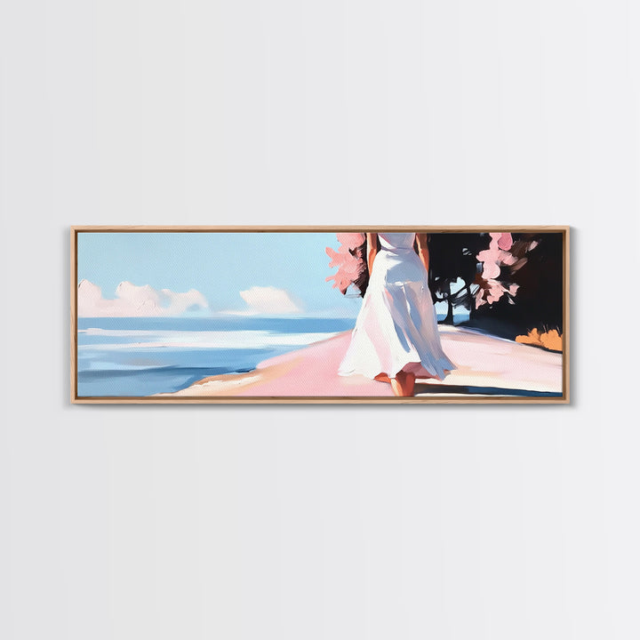 Ocean Breeze, Coastal Landscape, Bathroom Wall Art, Canvas Print, Minimalist Seascape, Pastel Beach Decor, Soft Aesthetic Artwork