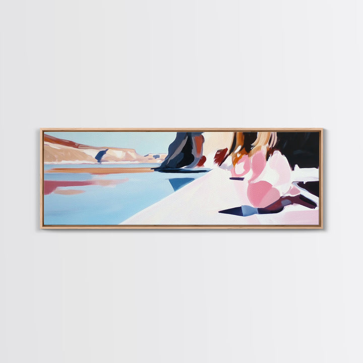 Desert Reflection, Minimalist Art, Modern Landscape, Neutral Tones, Framed Canvas Print, Boho Decor, Living Room Wall Art, Large Art