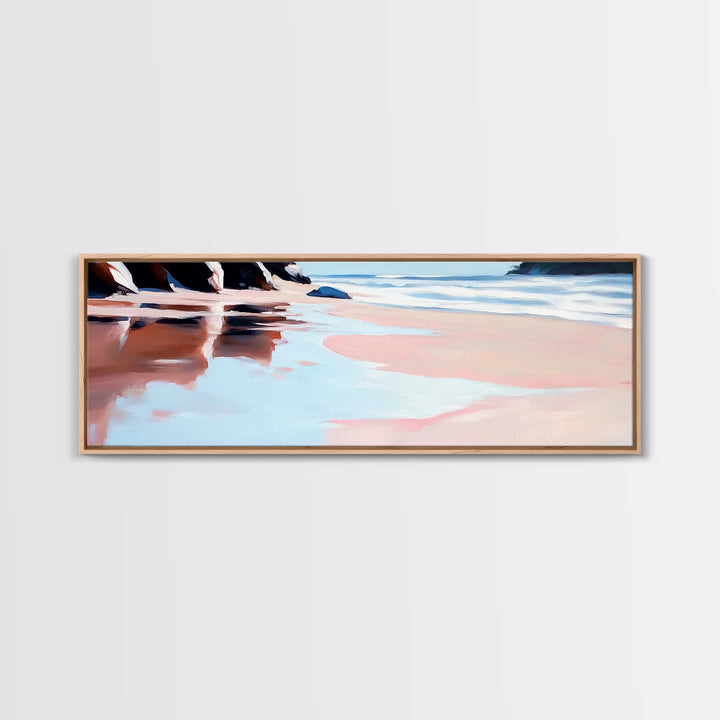 Hand Reflection, Abstract Art, Soft Blues, Pink Hues, Framed Canvas Print, Contemporary Wall Art, Bedroom Decor, Zen Aesthetic