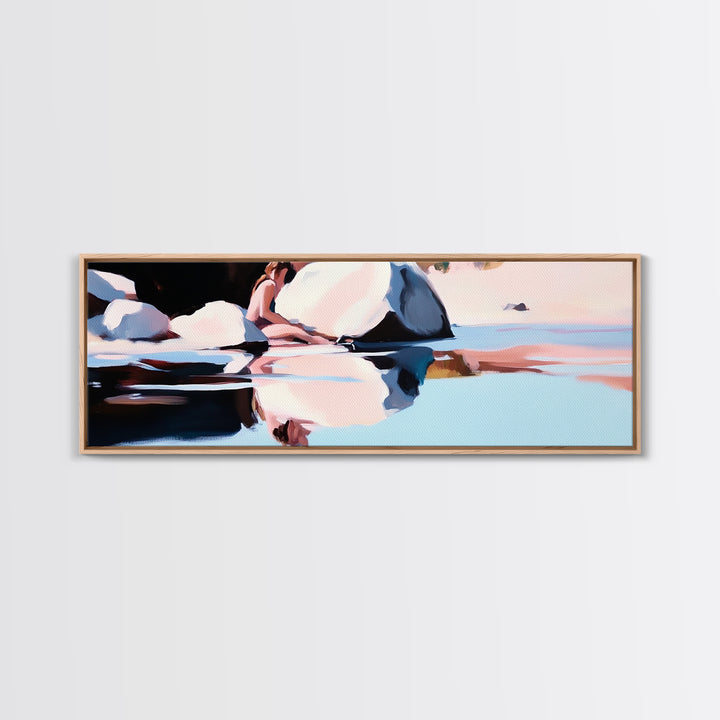 Ocean Breeze, Coastal Bliss, Beach Reflection, Pastel Waves, Canvas Print, Modern Art, Living Room Wall Art, Large Wall Decor