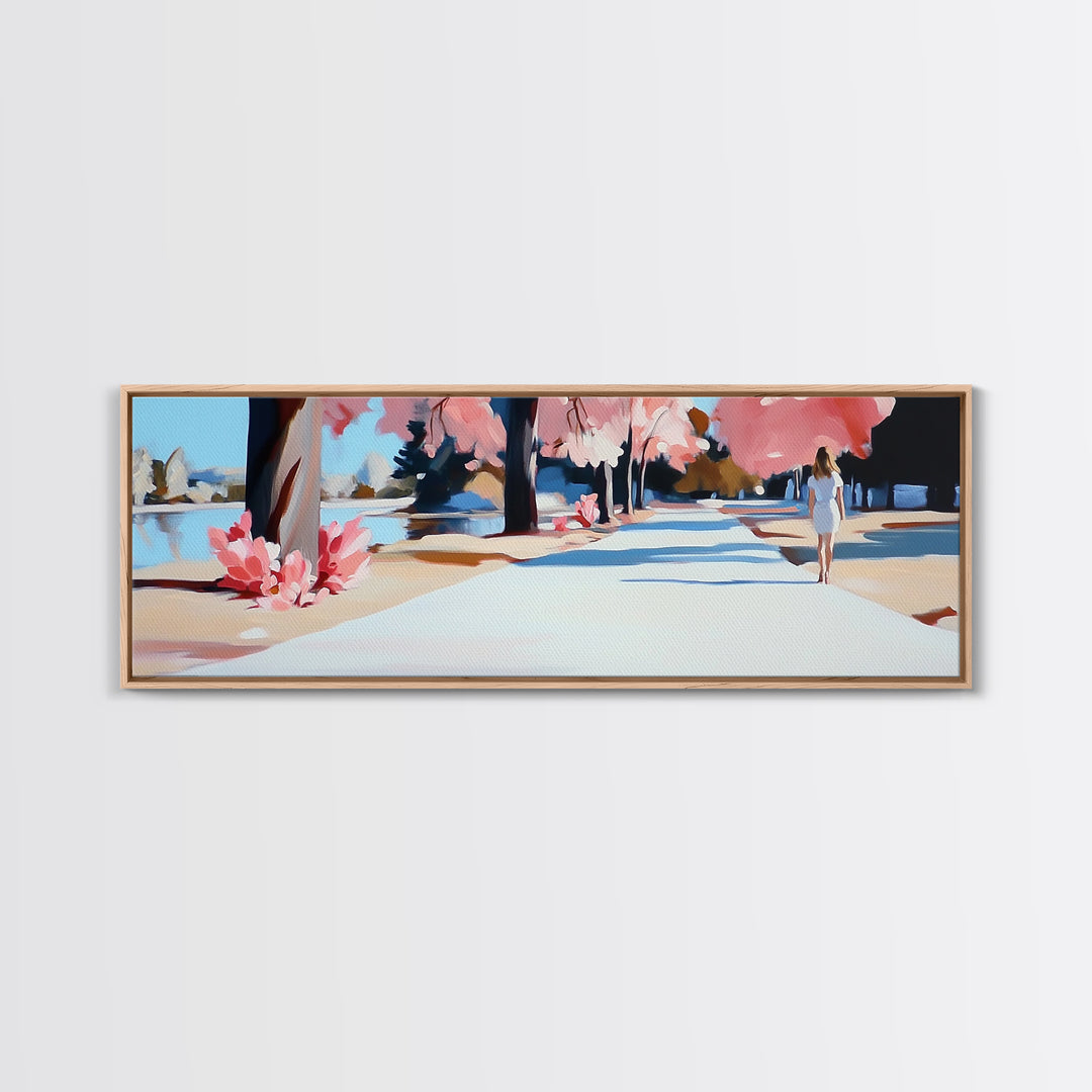 Cherry Blossom Path, Romantic Walkway, Springtime Art, Canvas Print, Soft Floral Wall Art, Dreamy Pastel Tones, Bedroom Decor