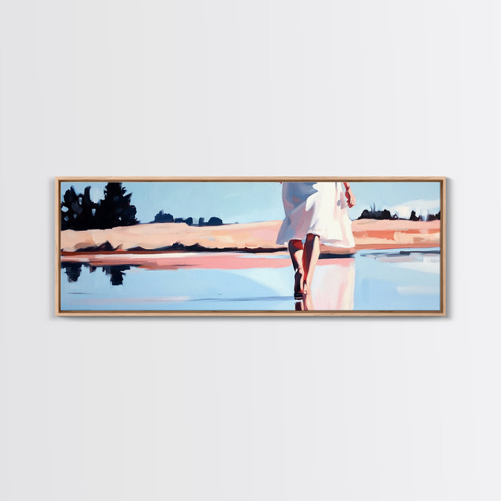 Ocean Walk, Barefoot Beach, Serene Waves, Coastal Canvas Print, Bedroom Wall Art, Minimalist Art, Relaxing Seascape Aesthetic