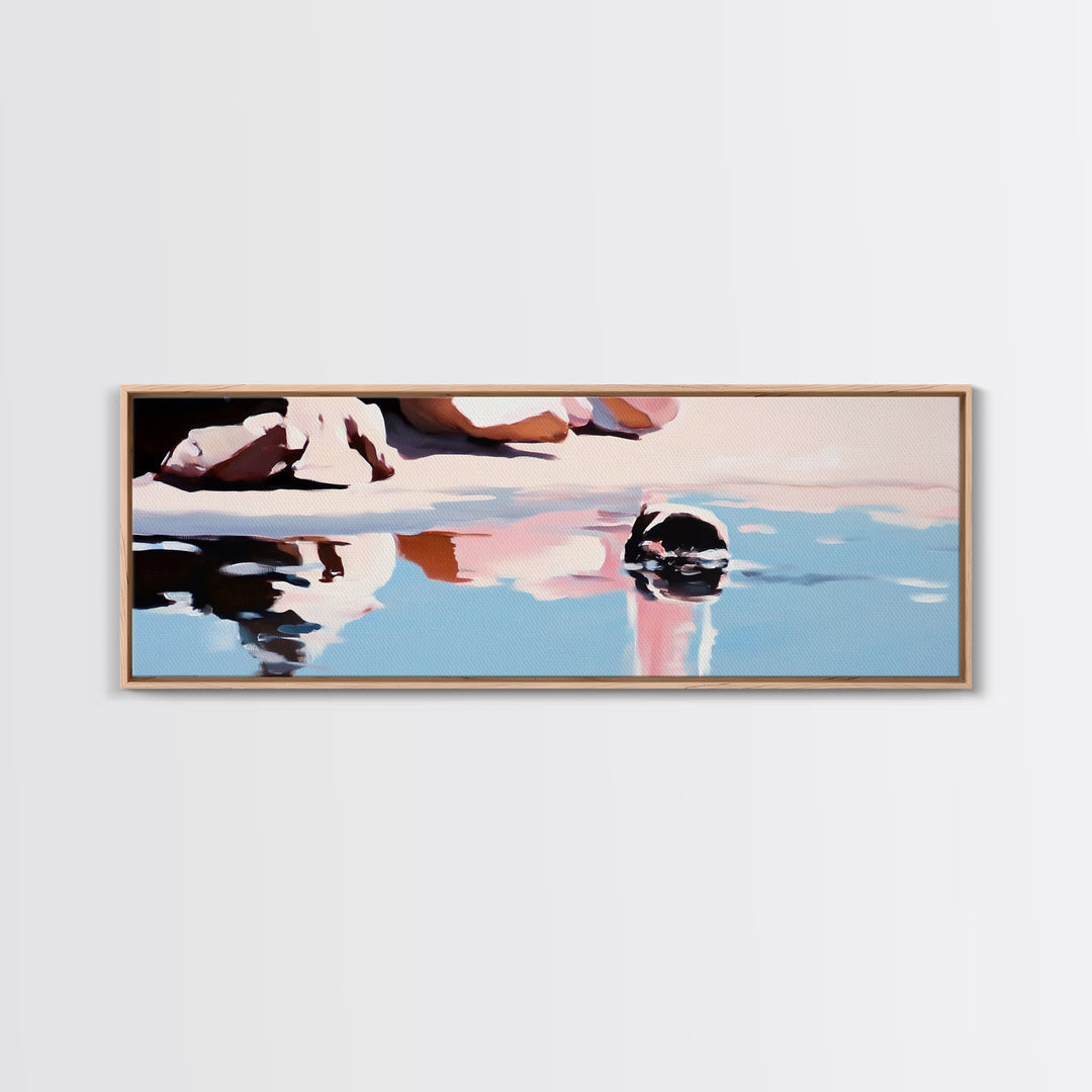 Rock Pool Reflection, Abstract Beach Art, Coastal Serenity, Soft Pastel Decor, Modern Minimalist Aesthetic, Canvas Print, Ocean Vibes