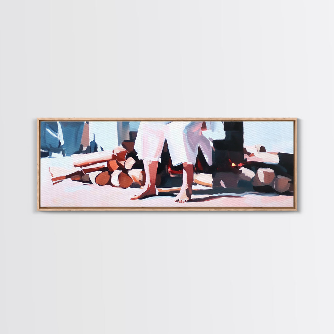 Beach Reflections, Ocean Shore, Summer Vibes, Framed Canvas Print, Coastal Wall Decor, Seascape Painting, Minimalist Beach Art