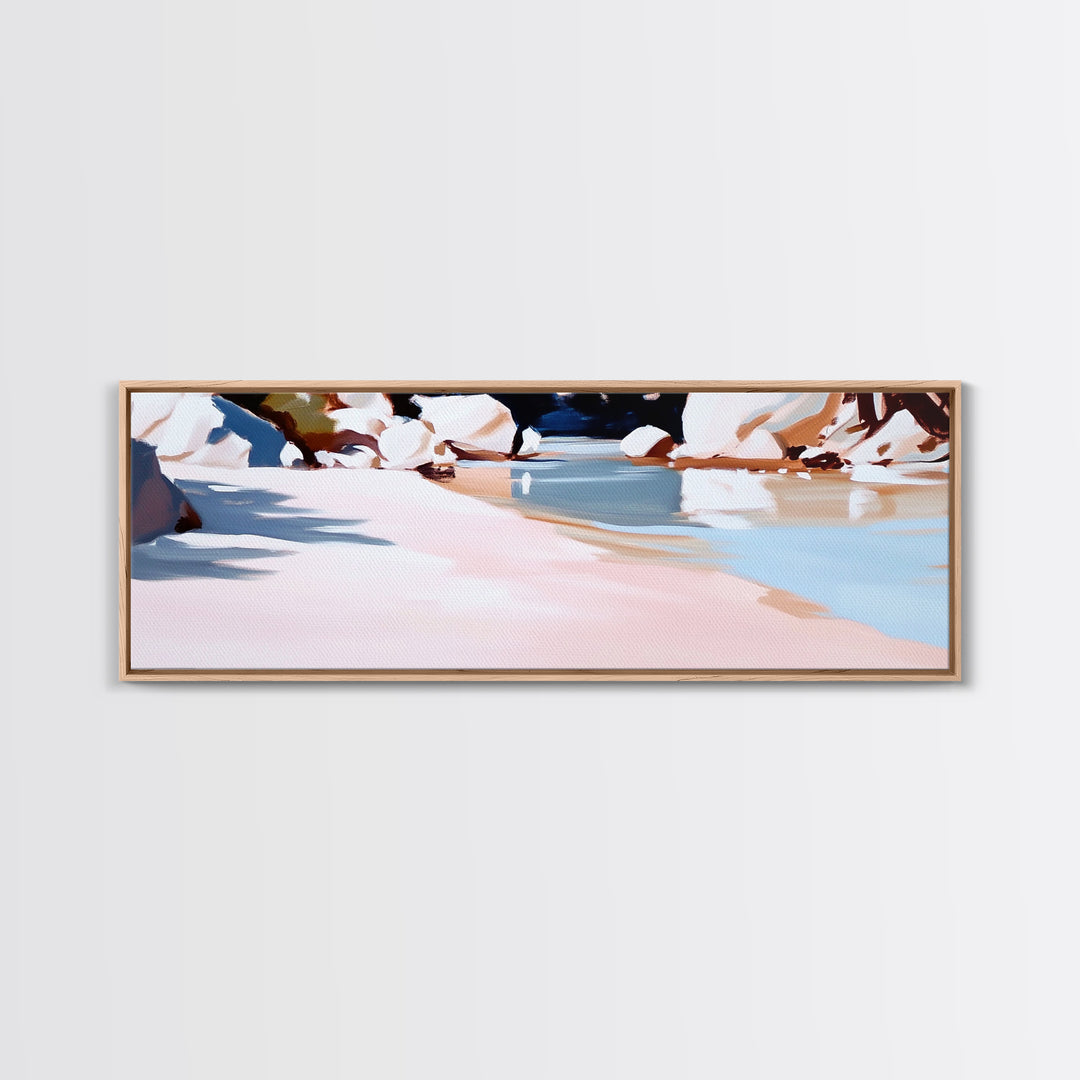 Riverbank Scene, Tranquil Water, Nature Landscape, Minimalist Water Reflection, Boho Earthy Decor, Relaxing Wall Art, Canvas Print