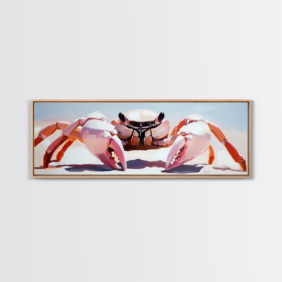 Crab Art, Beach Wall Art, Coastal Decor, Nautical Painting, Ocean Animal Print, Pastel Tones, Living Room Art, Canvas Print