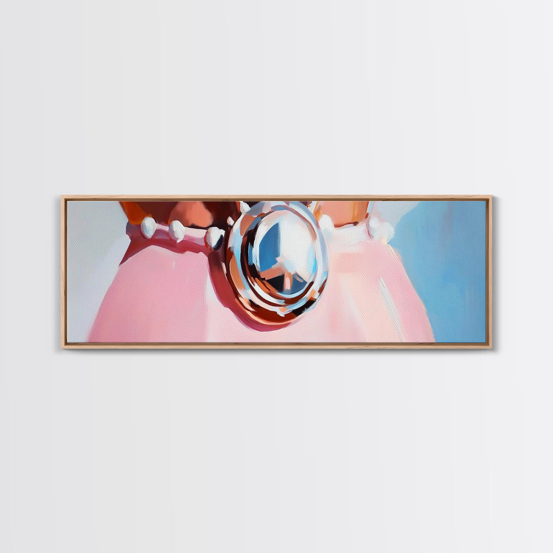 Nautical Charm, Seashell Necklace, Coastal Decor, Framed Canvas Print, Beach House Art, Minimalist Wall Art, Boho Art, Bedroom Decor
