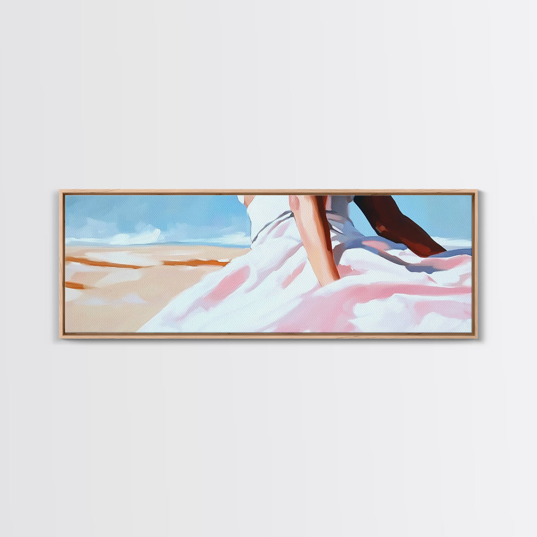 Desert Dress, Sunset Art, Pastel Landscape, Framed Canvas Print, Soft Aesthetic, Minimalist Wall Art, Elegant Home Decor, Bedroom Art