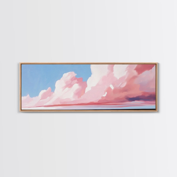 Blush Clouds, Sky Painting, Soft Aesthetic, Framed Canvas Print, Modern Landscape, Living Room Wall Art, Minimalist Abstract Art