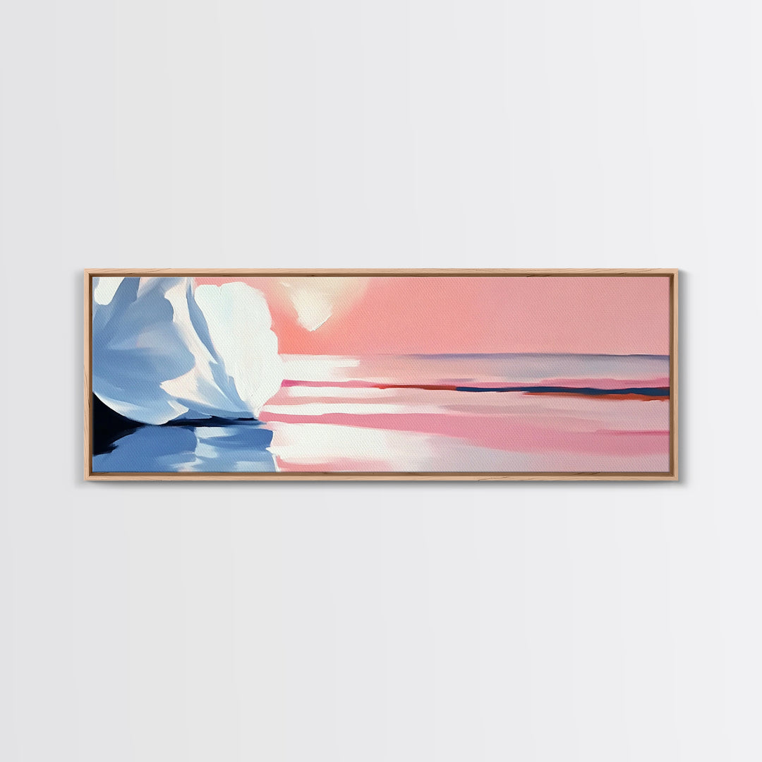 Blush Sky, Ocean Reflection, Pastel Landscape, Coastal Serenity, Canvas Print, Bedroom Wall Art, Modern Impressionist, Gift Idea