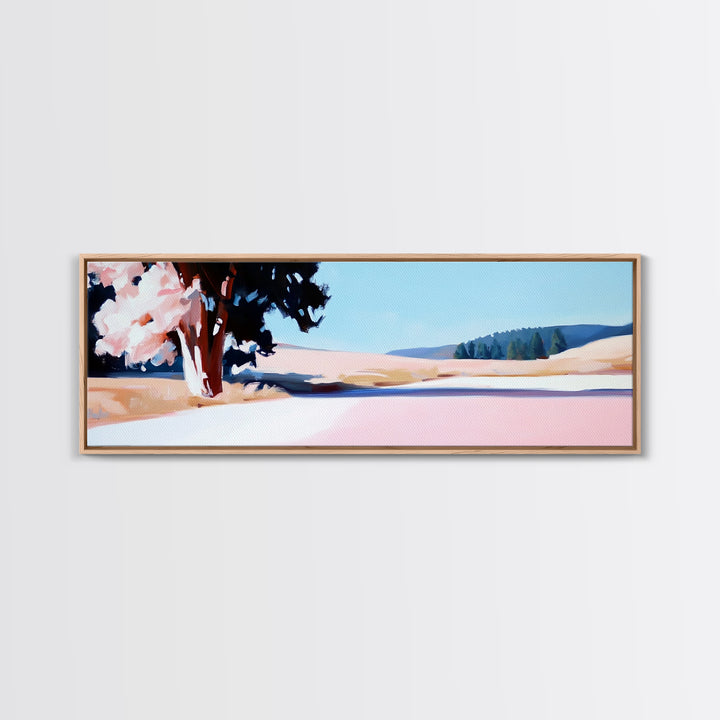 Blooming Tree, Nature Landscape, Spring Art, Framed Canvas Print, Living Room Wall Art, Impressionist Painting, Minimalist Decor