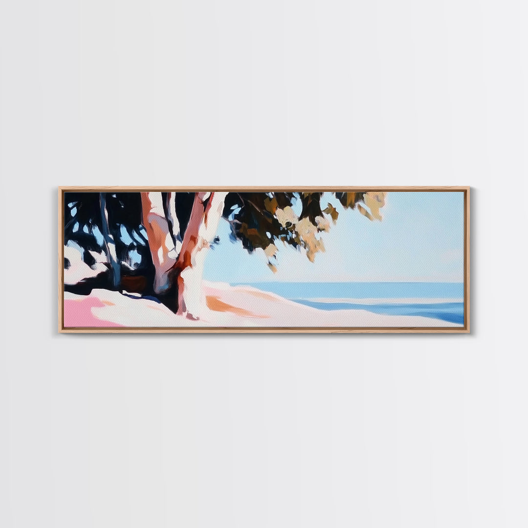 Coastal Serenity, Ocean View, Beach Art, Framed Canvas Print, Bedroom Wall Art, Modern Seascape, Relaxing Coastal Decor, Blue Tones