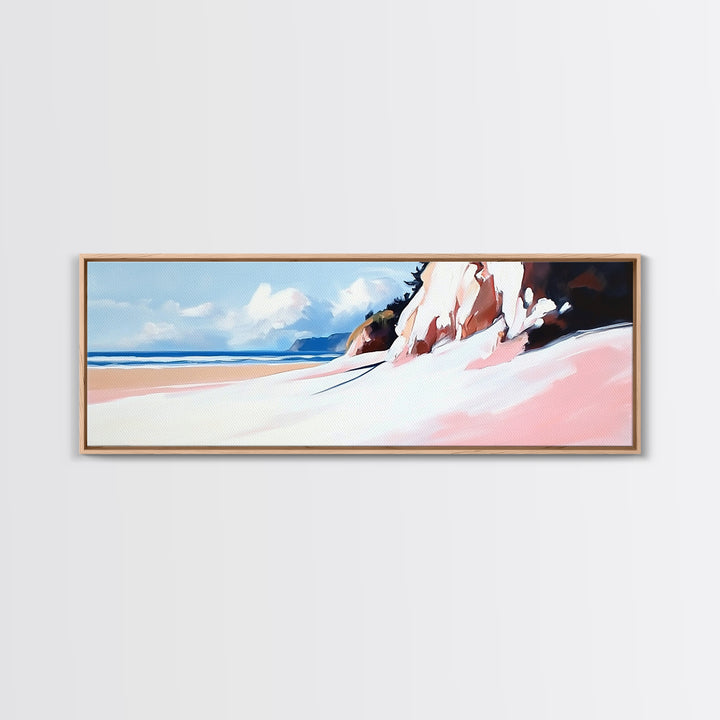 Ocean Cliff, Beach Wall Art, Coastal Landscape, Nature Painting, Serene Seascape, Modern Minimalist, Bedroom Decor, Canvas Print
