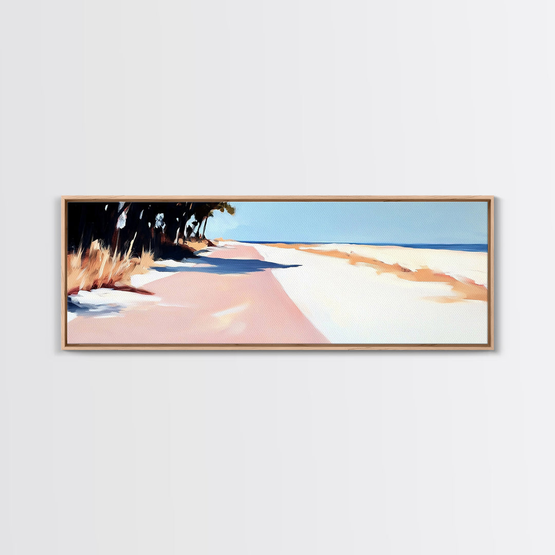 Beach Path, Sand Dunes, Coastal Landscape, Office Wall Art, Minimalist Seascape, Neutral Aesthetic, Framed Canvas Print, Modern Home Design