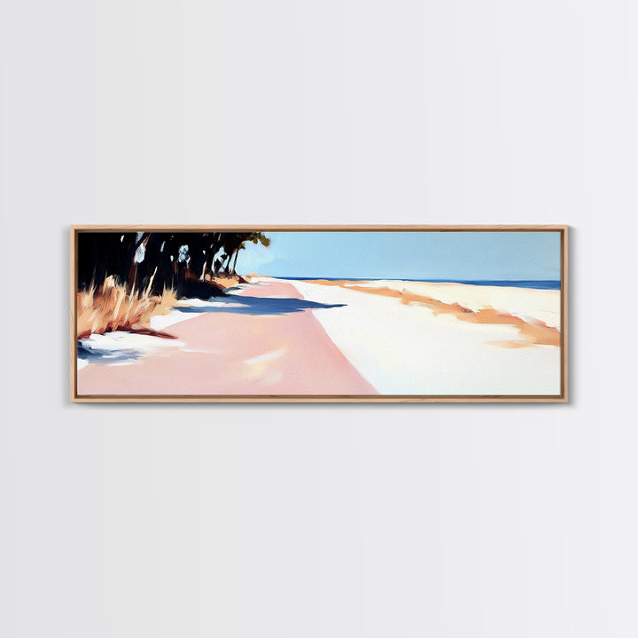 Beach Path, Sand Dunes, Coastal Landscape, Office Wall Art, Minimalist Seascape, Neutral Aesthetic, Framed Canvas Print, Modern Home Design