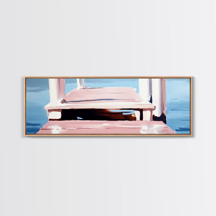 Dock on Water, Serene Reflection, Minimalist Art, Nautical Decor, Canvas Print, Coastal Home Art, Relaxing Wall Art, Lake House Decor
