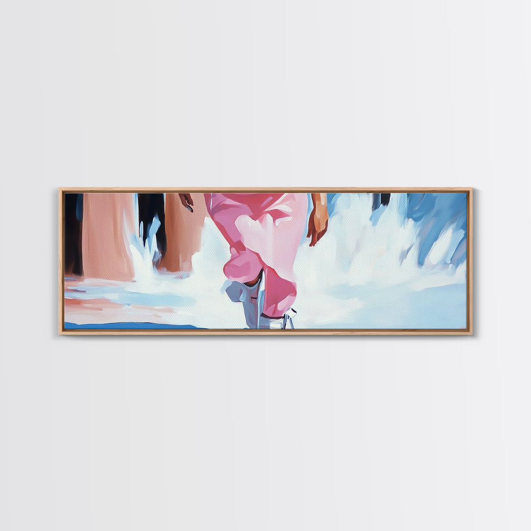 Beach Walk, Coastal Wall Art, Seascape Painting, Soft Pastel Home Decor, Minimalist Beach Aesthetic, Framed Canvas Print, Ocean Art