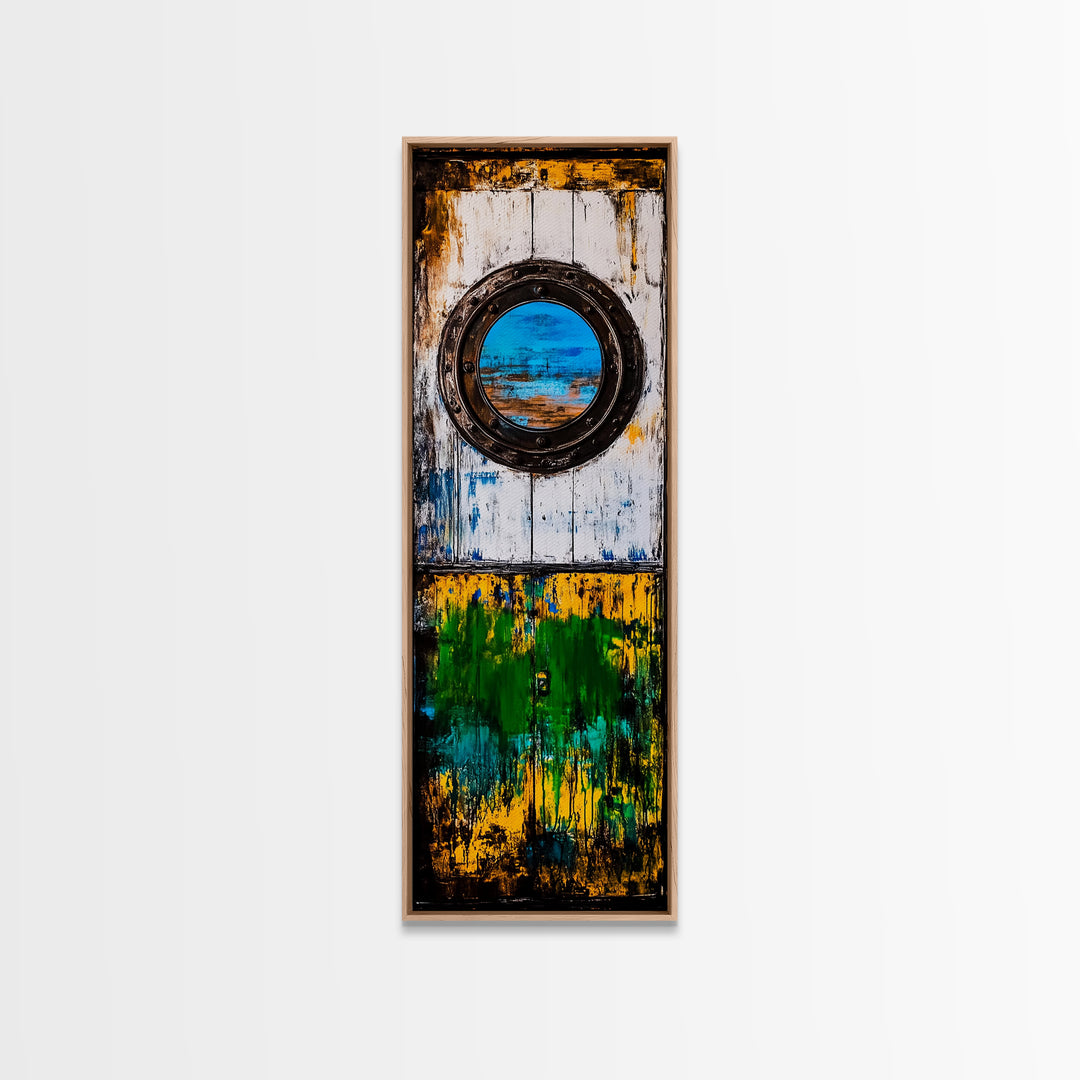Nautical Window, Rustic Wood, Coastal Home, Canvas Print, Ocean View, Maritime Wall Art, Beach House Decor, Living Room Wall Art