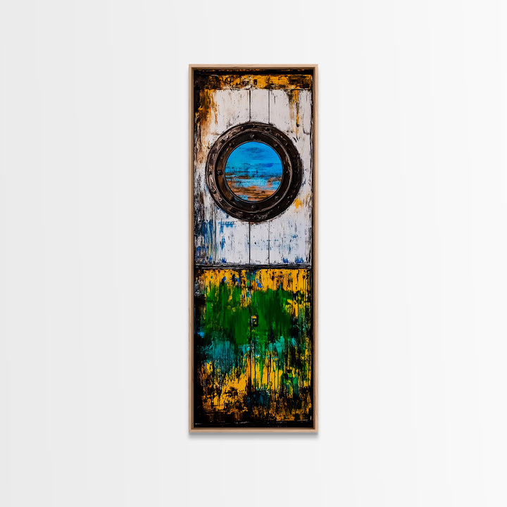 Nautical Window, Rustic Wood, Coastal Home, Canvas Print, Ocean View, Maritime Wall Art, Beach House Decor, Living Room Wall Art
