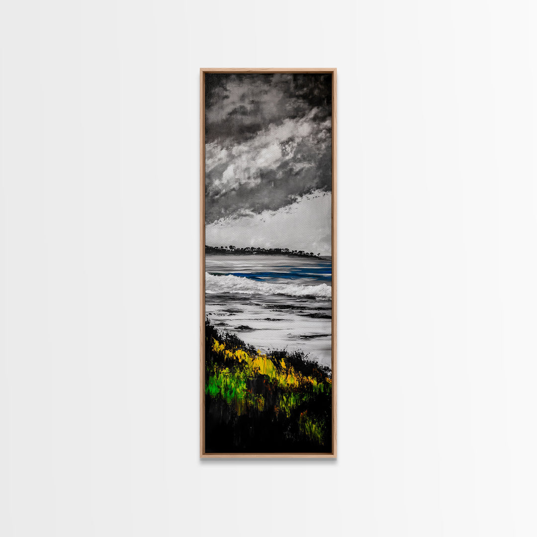 Coastal Horizon, Abstract Seascape Painting, Beach Wall Art, Framed Canvas Print, Office Decor, Ocean Waves Artwork, Living Room Art