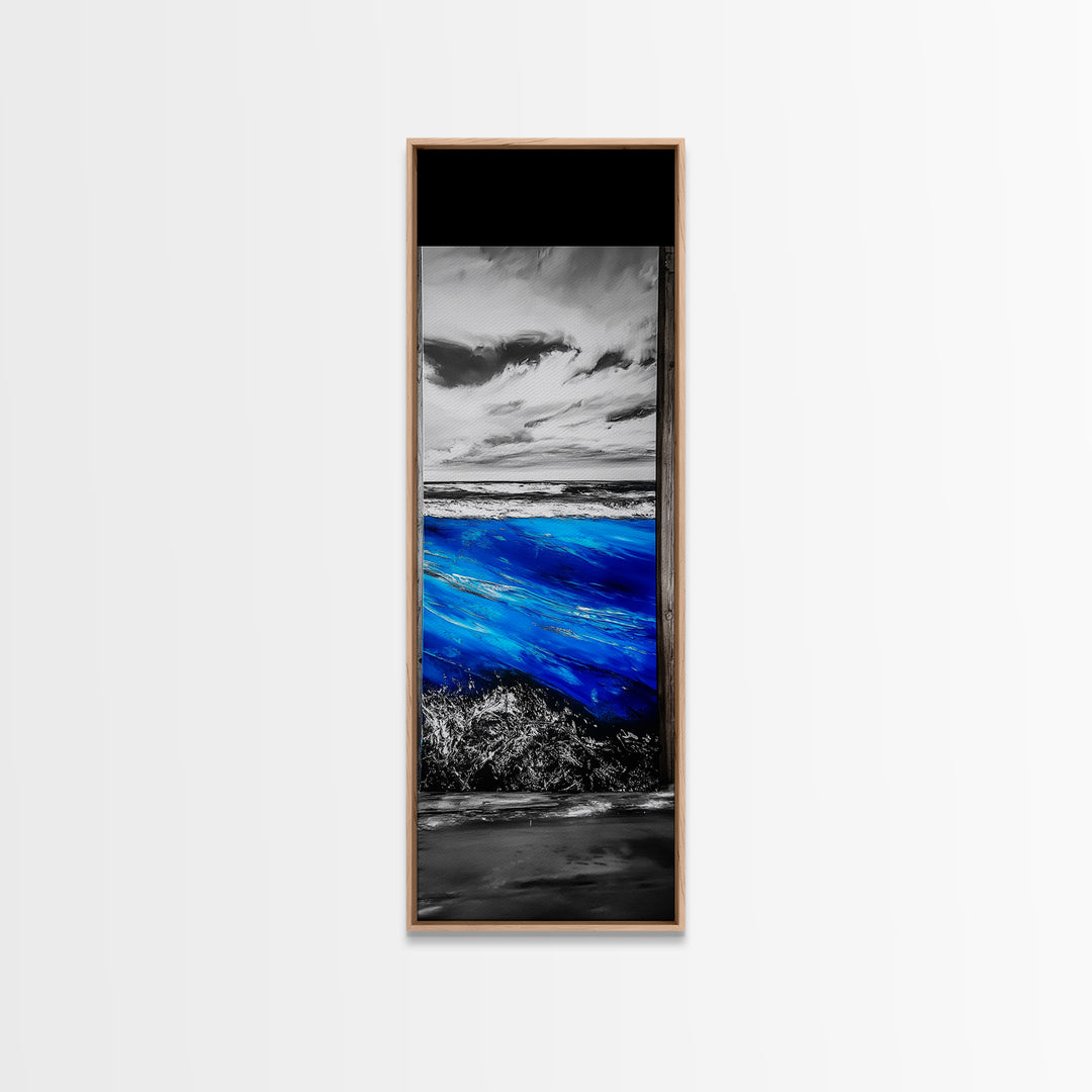 Ocean View, Blue Wave Art, Coastal Decor, Nautical Wall Art, Modern Abstract, Beach House Decor, Framed Canvas Print