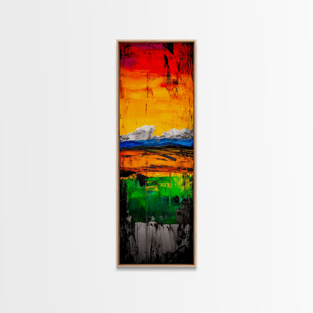 Fiery Sunset, Abstract Expressionism, Bold Colorful Art, Dramatic Skys ...
