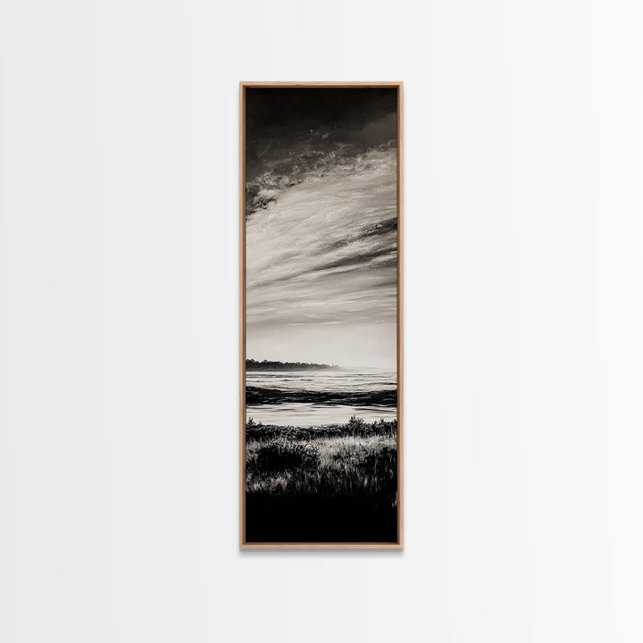 Black White, Seascape Art, Coastal Print, Framed Canvas Print, Monochrome Wall Art, Beach House Decor, Large Art, Living Room Artwork