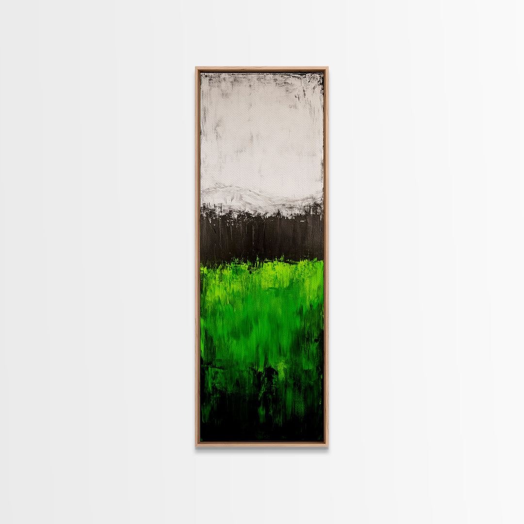 Abstract Green Field, Minimalist Landscape Painting, Modern Nature Art, Canvas Print, Vibrant Green Wall Decor, Contemporary Home Art