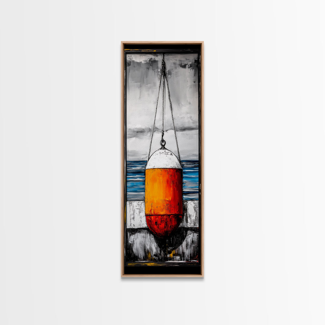 Nautical Buoy, Coastal Wall Art, Beach House Decor, Ocean Art, Framed Canvas Print, Maritime Art, Living Room Wall Art, Minimalist Style