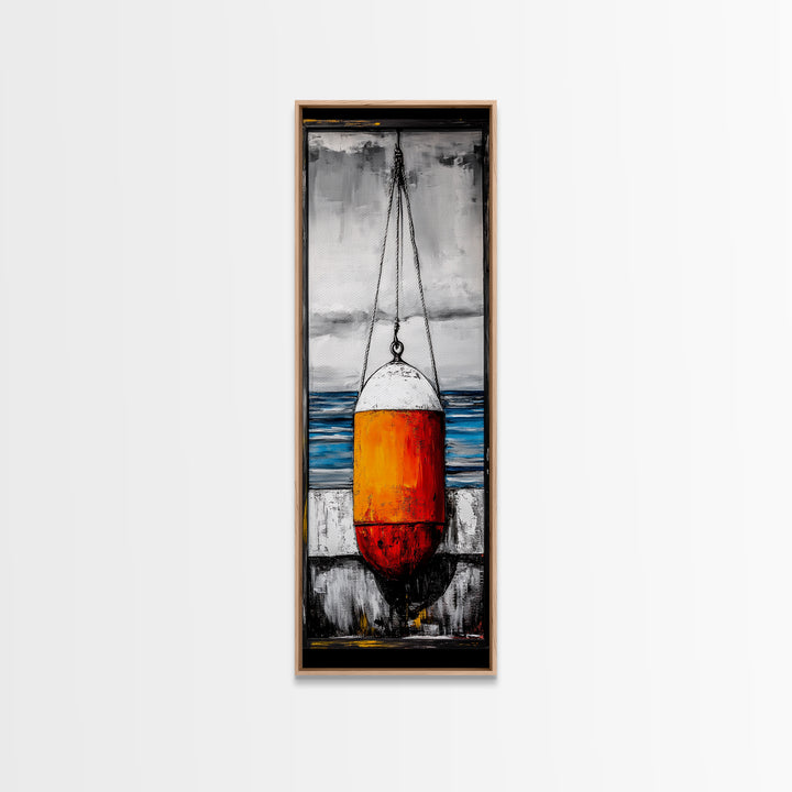 Nautical Buoy, Coastal Wall Art, Beach House Decor, Ocean Art, Framed Canvas Print, Maritime Art, Living Room Wall Art, Minimalist Style