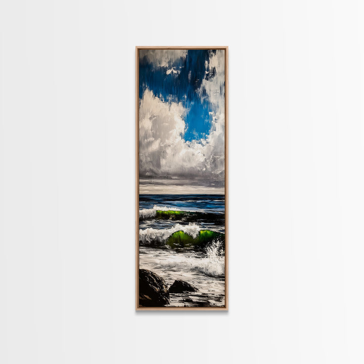 Ocean Wave Painting, Coastal Wall Art, Blue and Green Seascape, Nautical Artwork, Modern Beach House Decor, Living Room Art, Canvas Print