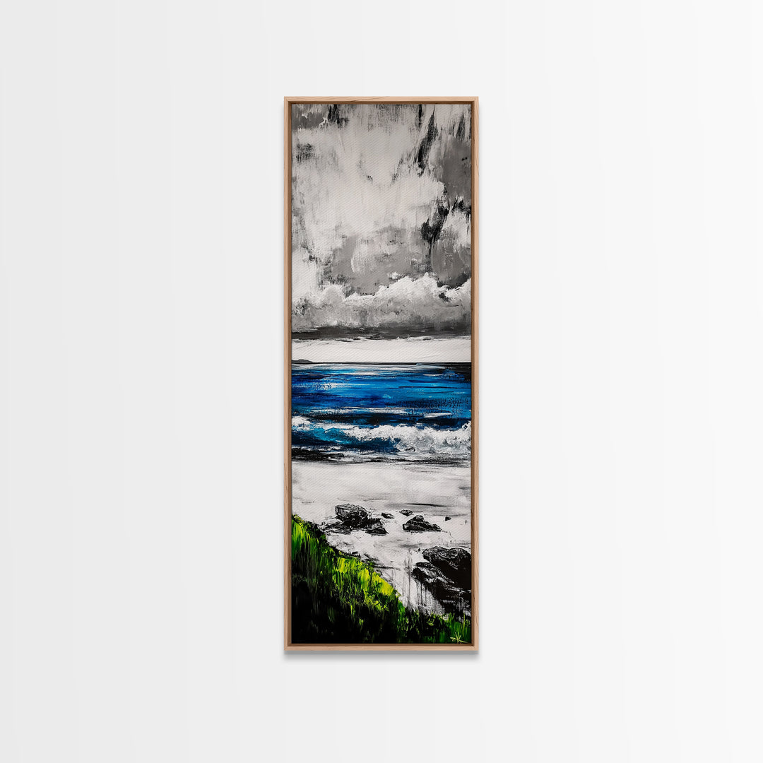 Ocean Horizon Painting, Abstract Seascape Art, Blue and Green Coastal Decor, Contemporary Nautical Art, Dining Room Wall Art, Canvas Print
