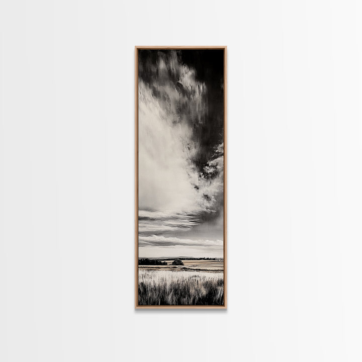 Dramatic Black and White Sky, Stormy Landscape Art, Nature Wall Decor, Rustic Farmhouse Artwork, Living Room Decor, Canvas Print