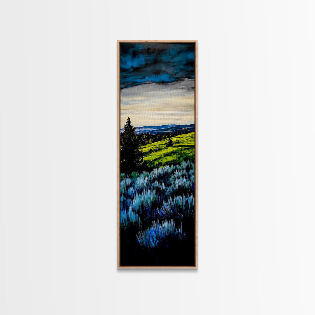 Rolling Hills, Blue and Green Landscape Art, Farmhouse Wall Decor, Modern Countryside Painting, Living Room or Office Art, Canvas Print