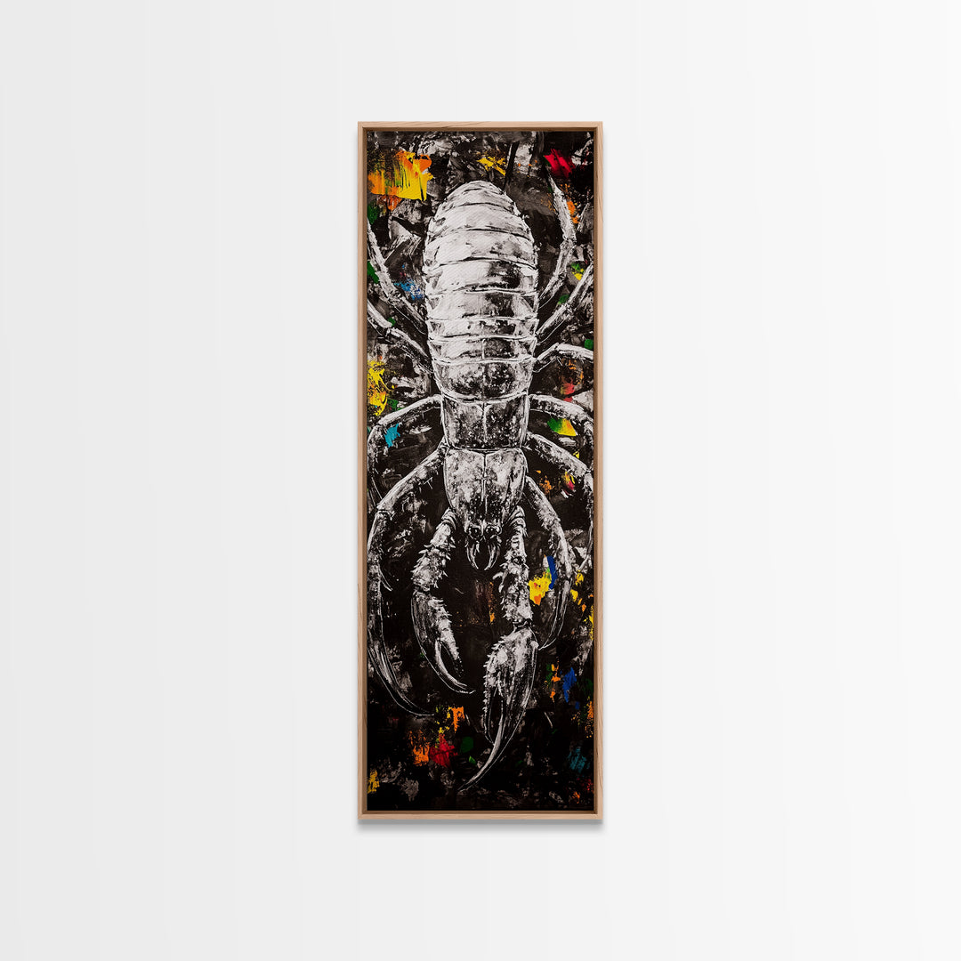 Black Scorpion, Dark Abstract Art, Edgy Wall Decor, Framed Canvas Print, Unique Gift, Gothic Art, Bold Statement Artwork