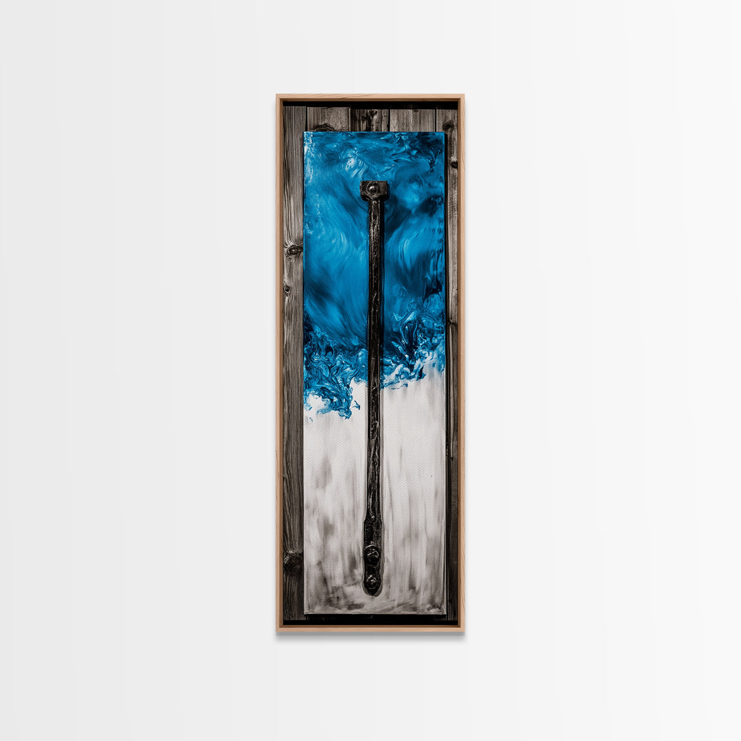 Abstract Metal Art, Modern Industrial Design, Blue and White Wall Decor, Unique Home Statement, Contemporary Style, Canvas Print