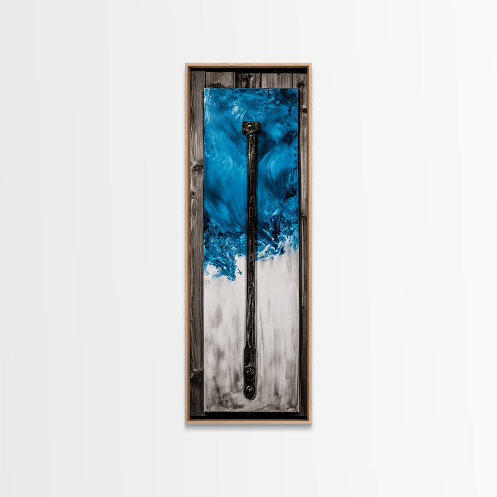 Abstract Metal Art, Modern Industrial Design, Blue and White Wall Decor, Unique Home Statement, Contemporary Style, Canvas Print