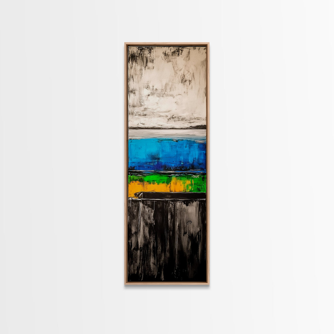 Abstract Ocean, Modern Art, Coastal Wall Decor, Blue and Yellow Painting, Framed Canvas Print, Minimalist Art, Contemporary Home Decor