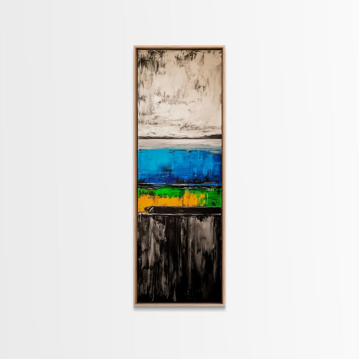 Abstract Ocean, Modern Art, Coastal Wall Decor, Blue and Yellow Painting, Framed Canvas Print, Minimalist Art, Contemporary Home Decor
