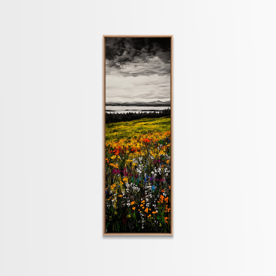 Meadow Wildflowers, Landscape Canvas Print, Fall Wall Art, Country Home Decor, Nature Art, Large Living Room Art, Rustic Wall Art