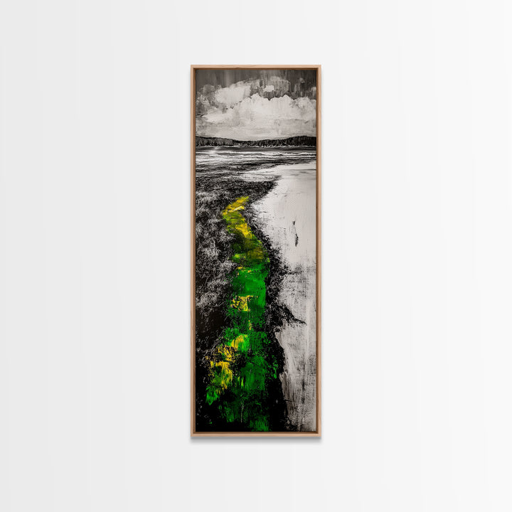 Pathway Landscape, Green and Yellow Art, Rustic Wall Art, Nature Inspired Canvas Print, Office Art, Minimalist Decor, Country Home Art