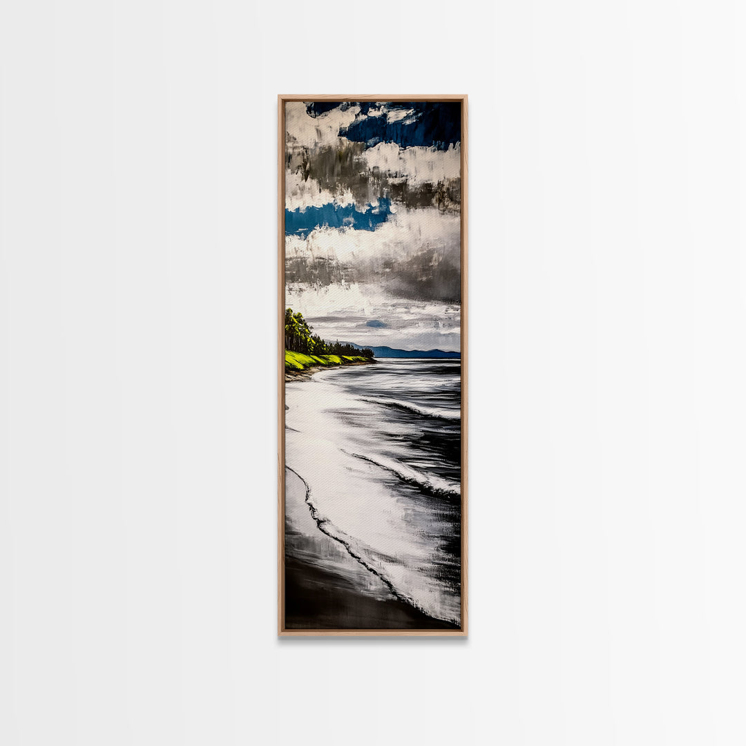 Coastal Shoreline, Blue and Green Art, Beach Wall Art, Ocean Canvas Print, Nautical Home Decor, Large Wall Art, Modern Living Room Art