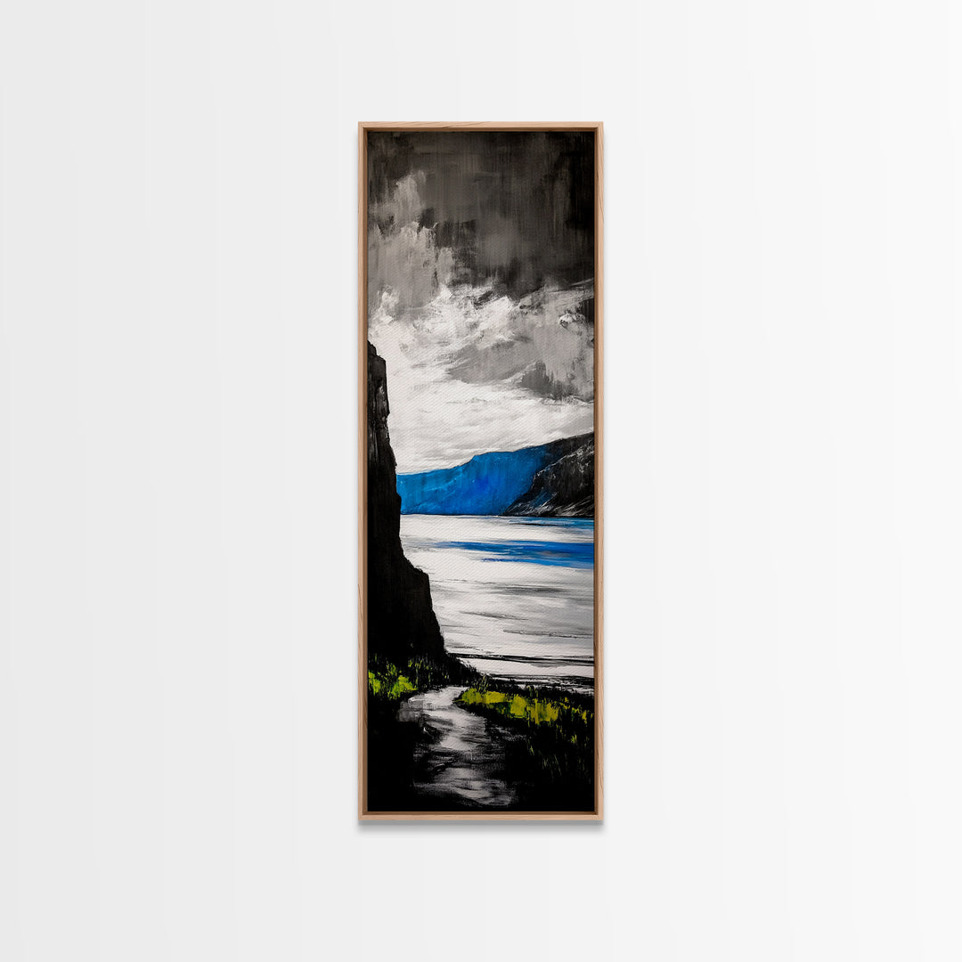 Coastal Cliffs, Ocean Landscape, Abstract Seascape, Modern Art, Canvas Print, Living Room Wall Art, Blue Gray Art, Minimalist Decor