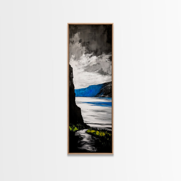 Coastal Cliffs, Ocean Landscape, Abstract Seascape, Modern Art, Canvas Print, Living Room Wall Art, Blue Gray Art, Minimalist Decor