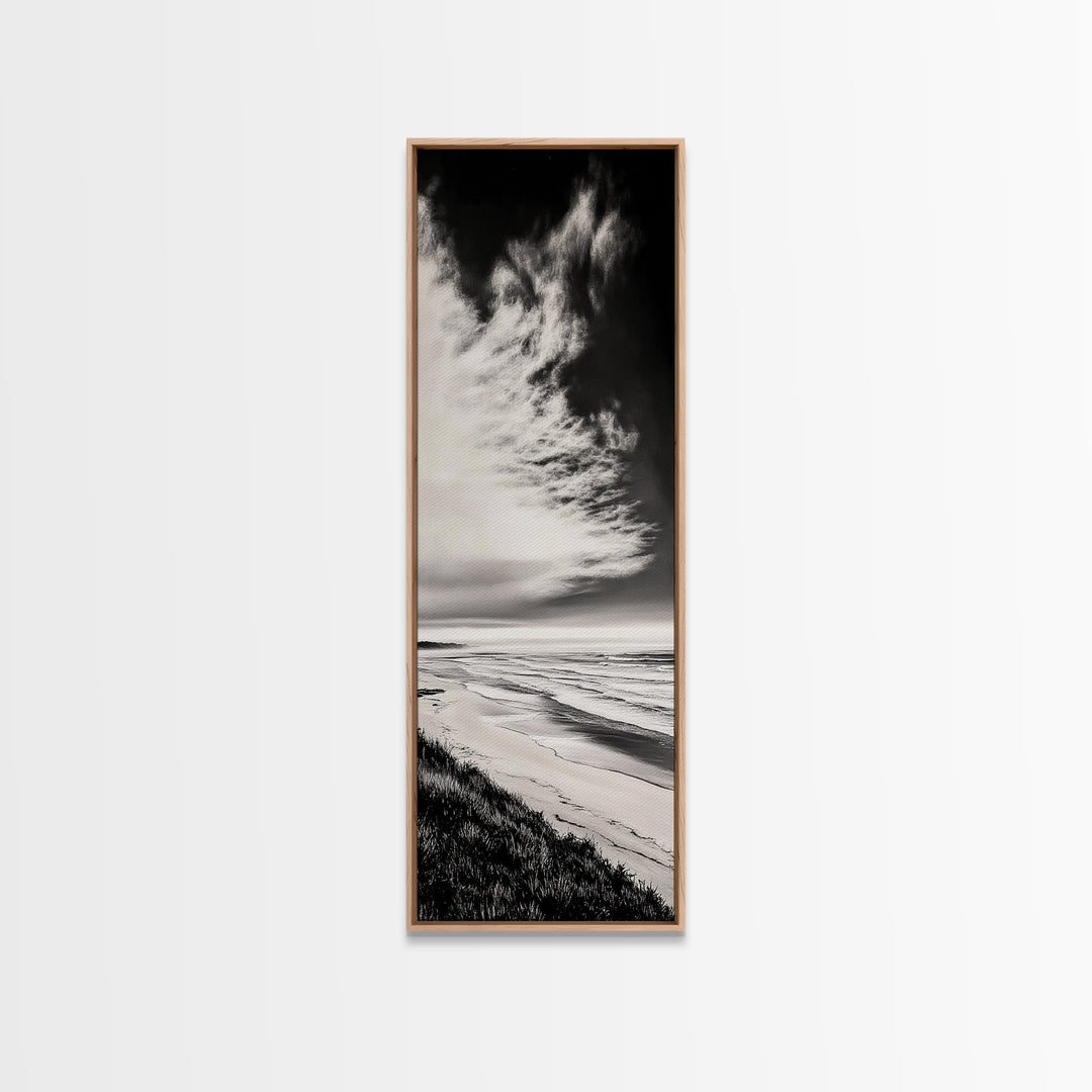 Beach Sunset, Coastal Wall Art, Seascape Painting, Ocean Waves, Framed Canvas Print, Minimalist Decor, Bedroom Wall Art, Gift Idea