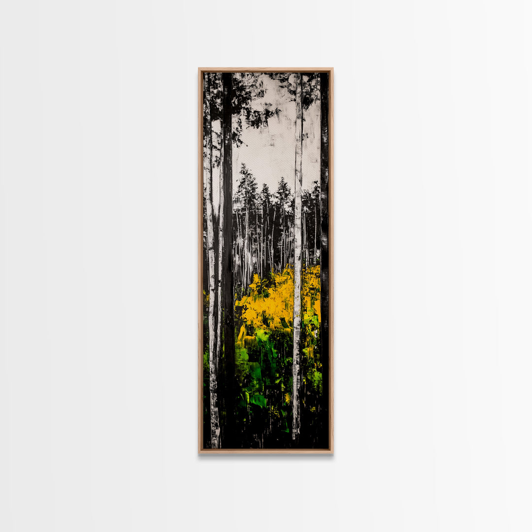 Birch Forest, Black and White Art, Nature Wall Art, Framed Canvas Print, Rustic Woodland, Farmhouse Decor, Living Room Artwork