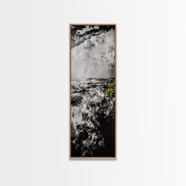 Ocean Storm, Dramatic Seascape, Black and White Art, Framed Canvas Print, Coastal Wall Decor, Moody Art, Unique Gift