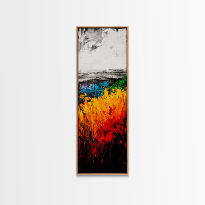 Vibrant Field Painting, Abstract Landscape Art, Bold Colorful Decor, Framed Canvas Print, Boho Wall Art, Living Room Statement Piece