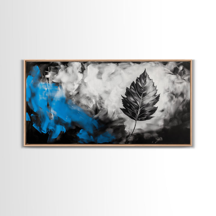 Black Leaf, Abstract Nature Art, Monochrome Wall Art, Canvas Print, Modern Minimalist Decor, Office Wall Art, Boho Art
