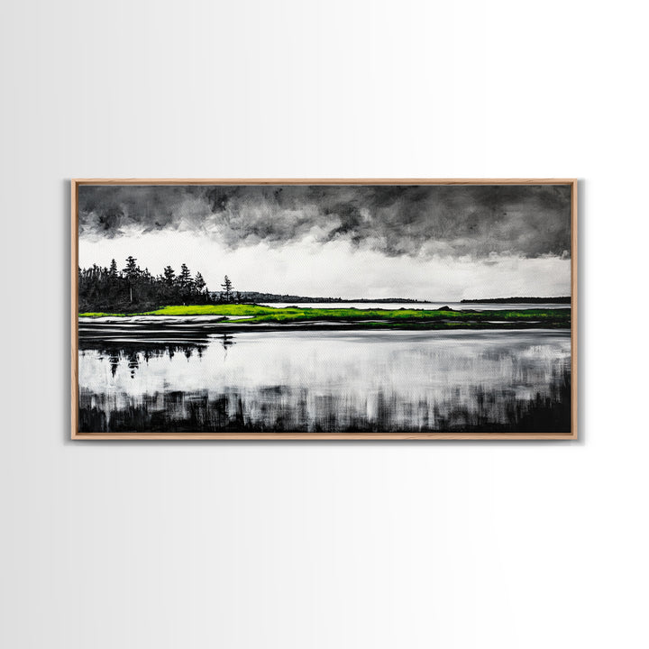 Stormy Waters, Abstract Beach Scene, Canvas Print, Ocean Wall Art, Moody Seascape Painting, Coastal Wall Decor, Living Room Art